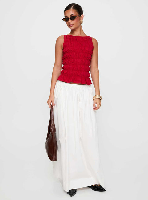   front view of model wearing Princess Polly Felipa Maxi Skirt White Maxi Skirts Skirts 