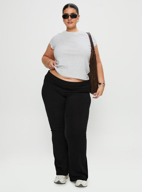 front view of model wearing Princess Polly Movement Yoga Pant Black Curve High Rise Pants Pants 