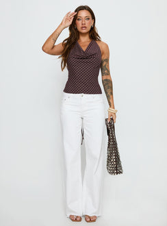 front view of model wearing Princess Polly Sabryna Low Rise Straight Leg Jeans White Low Rise Jeans Jeans 