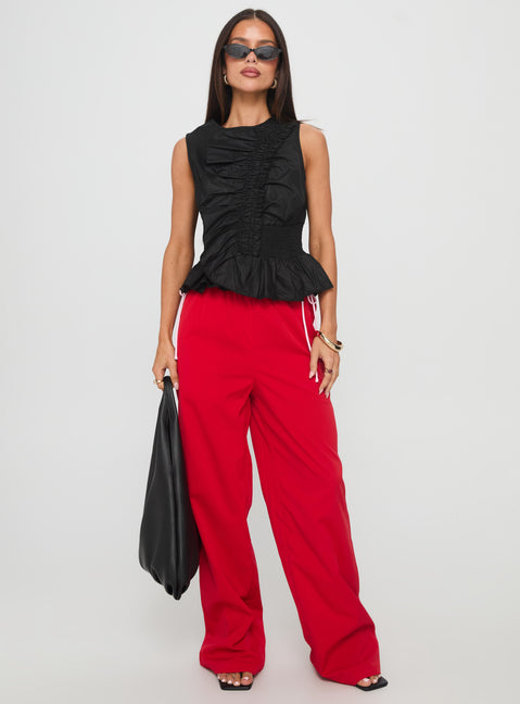 Sweet As Sugar Bow Pants Red / Pink High Rise Pants Pants 