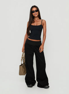 Designed with the Lockie Foldover Baggy Track Pants Black womens-regular-pants in high-rise product