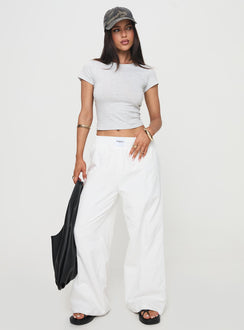 front view of model wearing Princess Polly Beach House Pants White Tall High Rise Pants Pants 