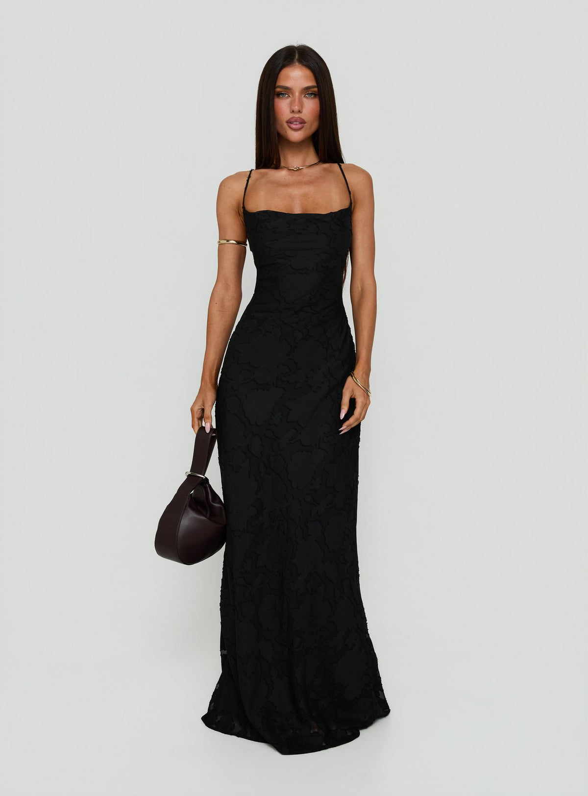 Celena Maxi Dress Black Burnout