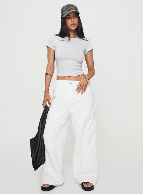front view of model wearing Princess Polly Beach House Pants White High Rise Pants Pants 