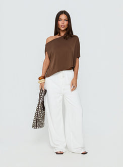 Featuring the Parklea Pants White Petite in womens-regular-pants with high-rise waist front view of model wearing Princess Polly