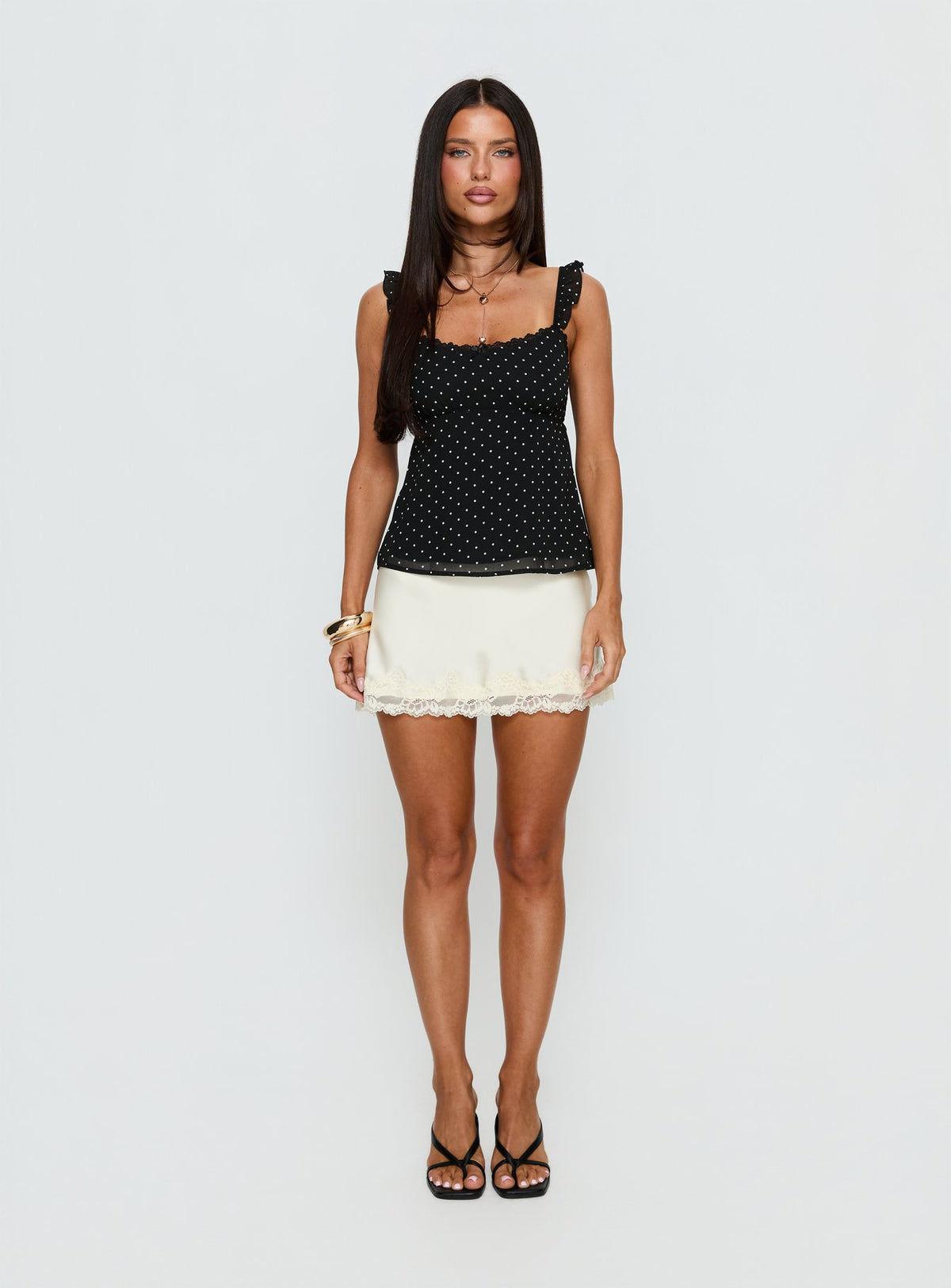 Madaleine Top Black Polka