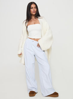 front view of model wearing Princess Polly Paisleigh Cable Knit Cardigan Cream Longline Jumpers Jumpers 