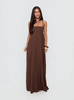 Solie Tie Back Maxi Dress Chocolate