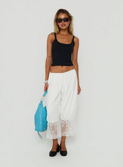 Crafted with Daiana Lace Culotte Pants Cream womens-regular-pants featuring mid-rise product