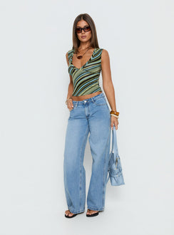Designed with Ramos Low Rise Denim Jeans Bright Blue Wash Tall in womens-jeans featuring low-rise waist side view of model wearing