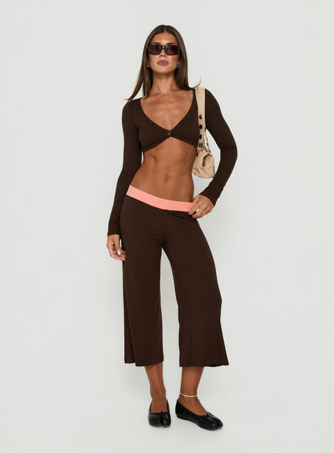 Kassey Gaucho Shorts Coral / Brown