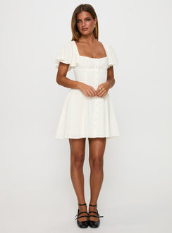 front view of model wearing Princess Polly Forever More Mini Dress White Square Neck 