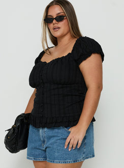 Suiter Frill Detail Top Black Curve