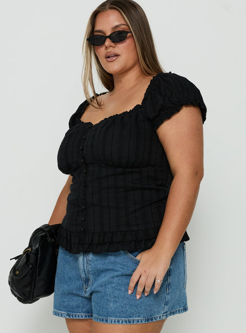 Suiter Frill Detail Top Black Curve