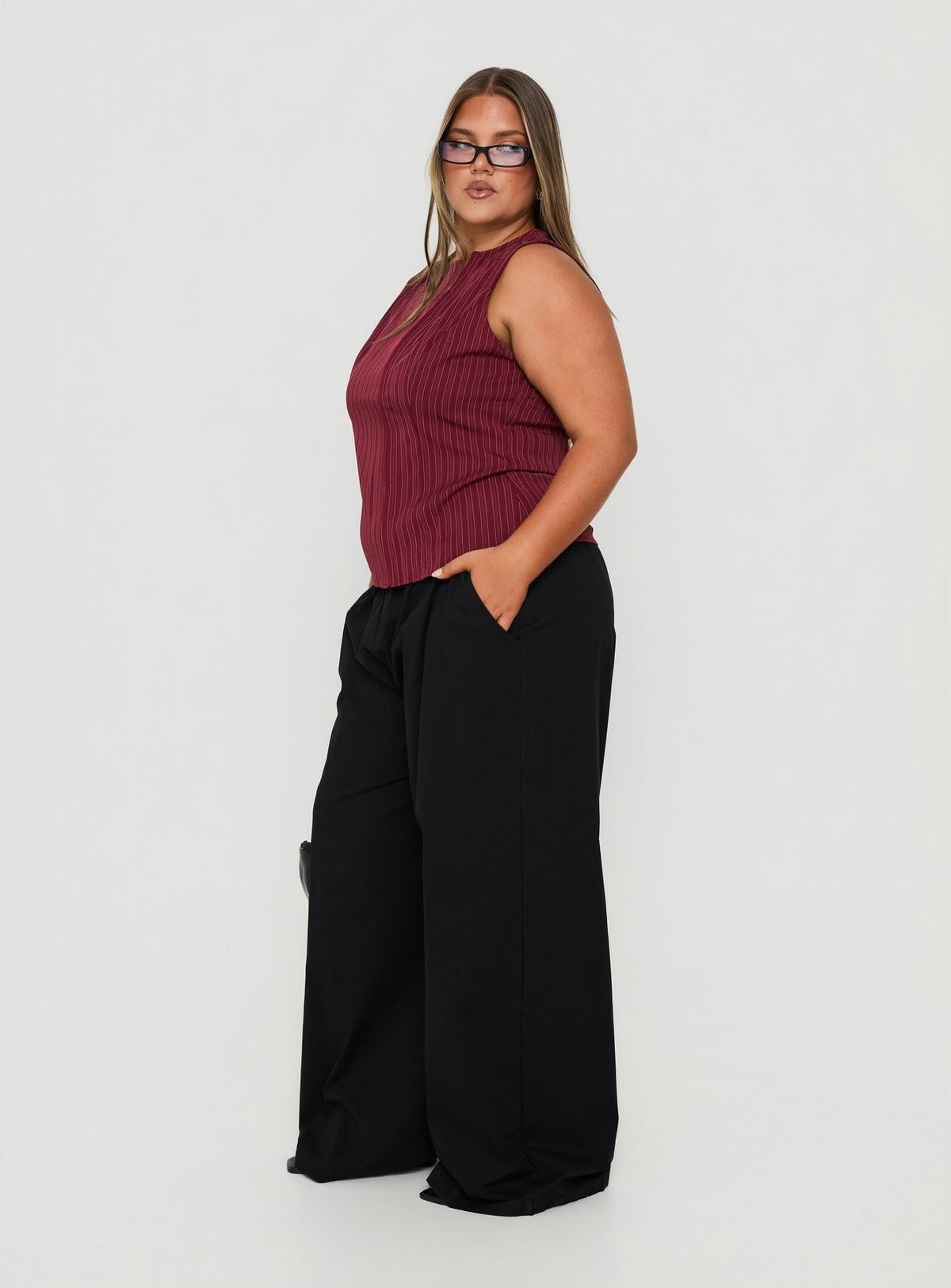 Lunea Concealed Waistband Pants Black Curve