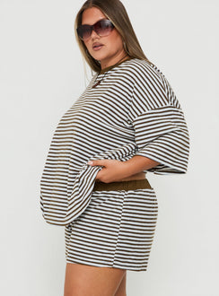 Selvina Terry Towelling Shorts Multi Stripe Curve