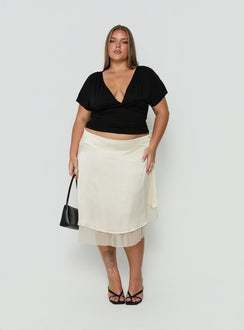 Mattey Cinched V Neck Top Black Curve