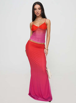  front view of model wearing Princess Polly Teen Spirit Maxi Skirt Pink Ombre Maxi Skirts Skirts 