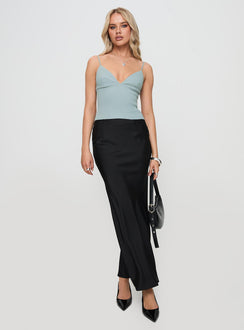 front view of model wearing Princess Polly Sculpture Top Grey Sleeveless Plunger 