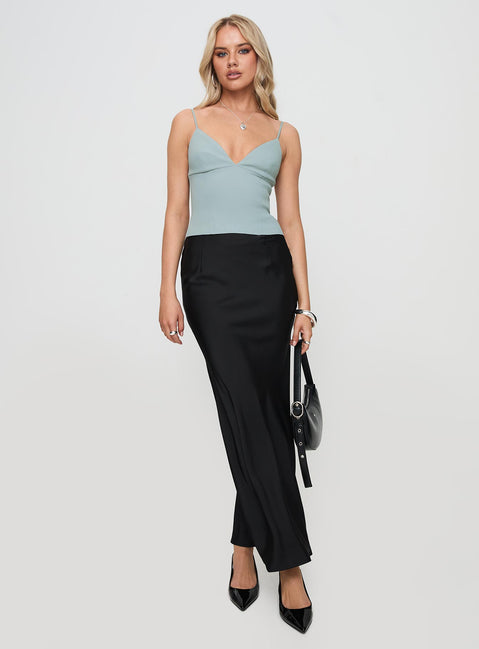 front view of model wearing Princess Polly Sculpture Top Grey Sleeveless Plunger 