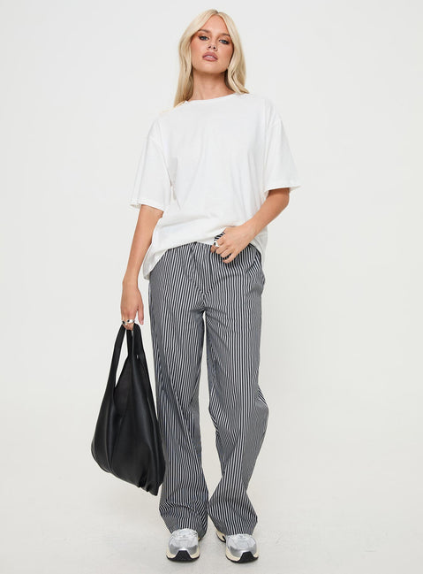 front view of model wearing Princess Polly Cobain Pants Onyx Stripe Pants 
