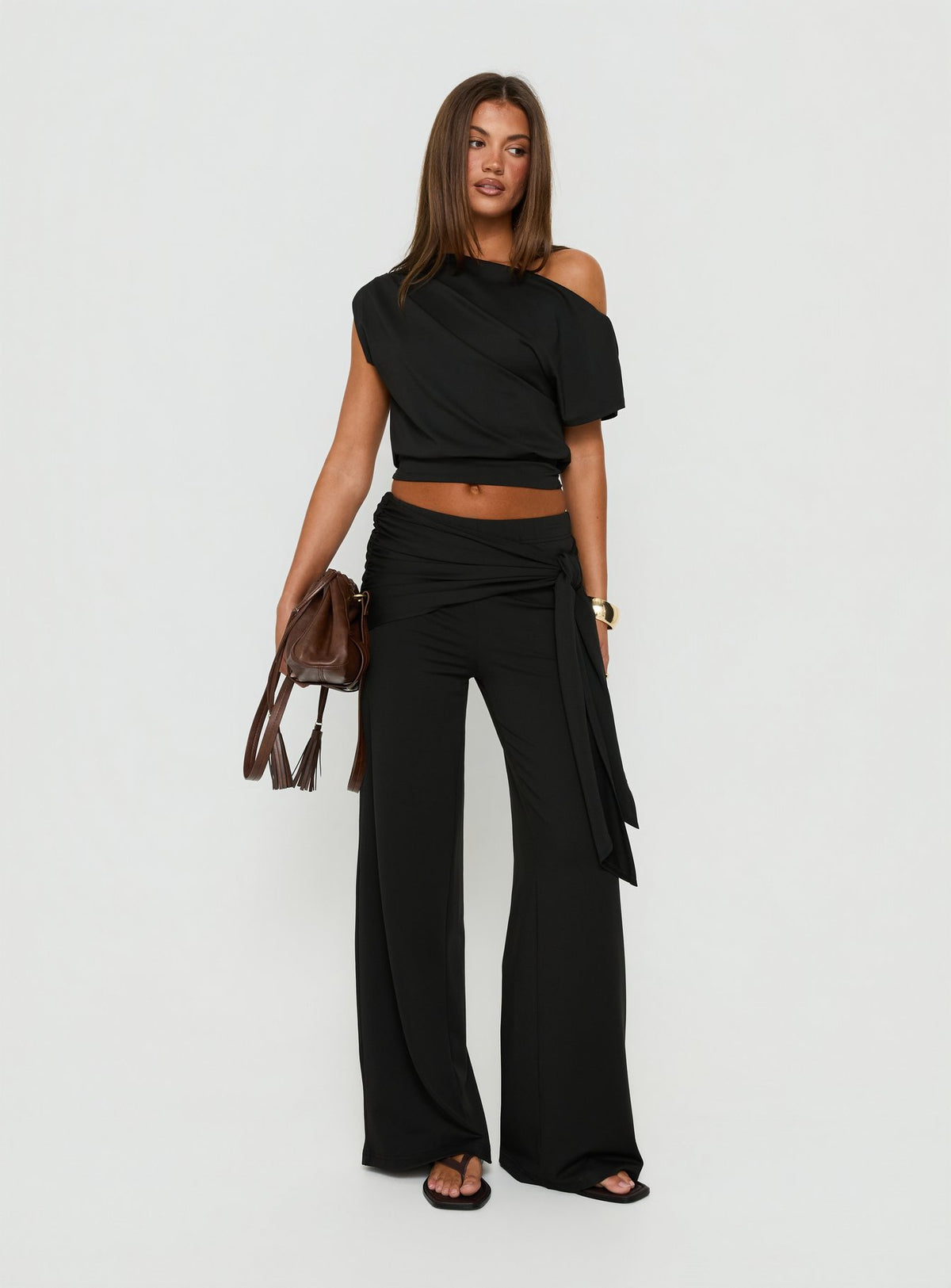 Hadlia Tie Waist Pants Black