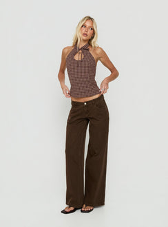 Picco Ultra Low Rise Wide Leg Jeans Brown