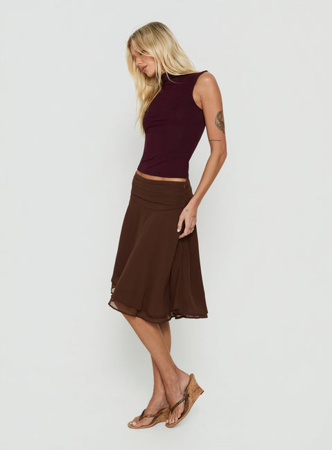 Evanescence Asymmetrical Midi Skirt Chocolate