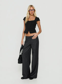 Agazia No Waist Low Rise Straight Pants Grey
