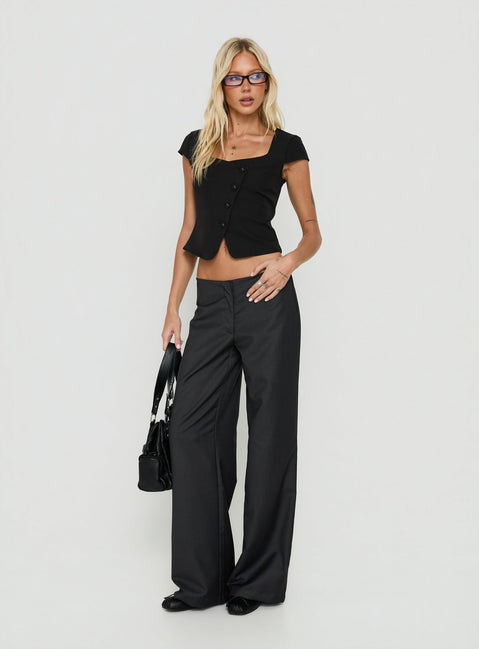 Agazia No Waist Low Rise Straight Pants Grey