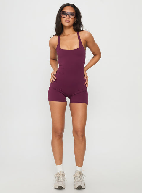 Run The Play Active Romper Plum