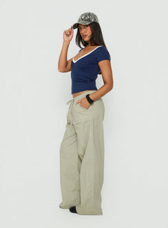 Crafted from the Toren Drawstring Straight Leg Pants Stone womens-regular-pants with mid-rise side view of model wearing Princess Polly