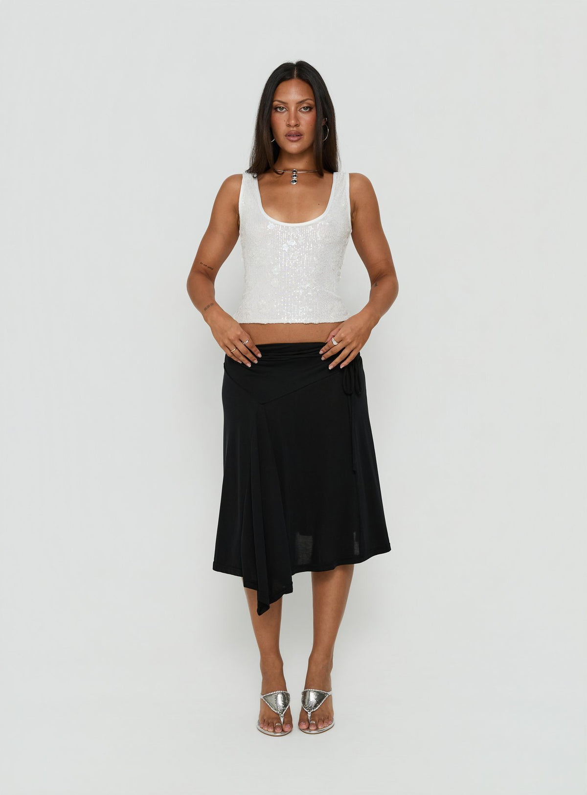 Anova Sequin Tank Top White