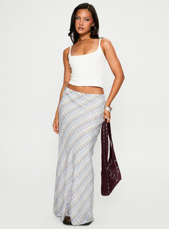 back view of model wearing Princess Polly Quianna Maxi Skirt Multi Maxi Skirts Skirts 