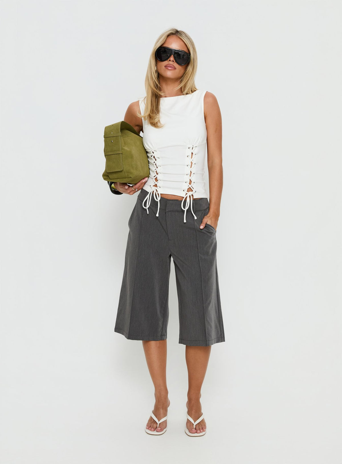 Lindee Tie Up Sleeveless Top White