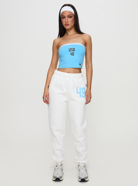 Crafted from USD Sweatpants White in womens-regular-pants with mid-rise waist, front view of model wearing Princess Polly