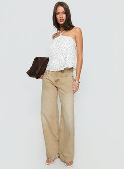Moonlit Top White Polka