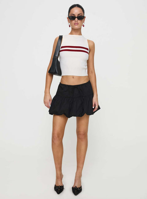   front view of model wearing Princess Polly Dear London Bubble Hem Mini Skirt Black Mini Skirts Skirts 