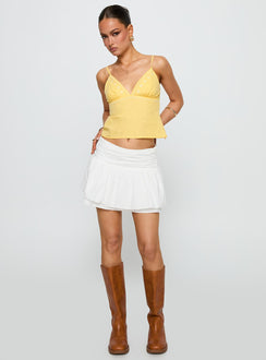 back view of model wearing Princess Polly Written In The Stars Mini Skirt White Mini Skirts Skirts 