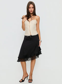 Angeleah Tie Up Frill Detail Top Cream