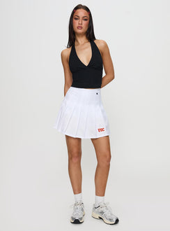   front view of model wearing Princess Polly USC Tennis Skort White Skirts 