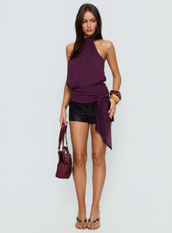 Faythe High Neck Tie Top Berry