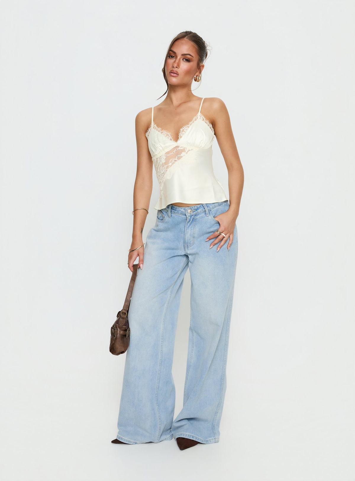Annamari Lace Satin Cami Top Cream