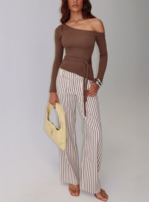 Vendi Low Rise Pant Brown Stripe Low Rise Pants Pants 