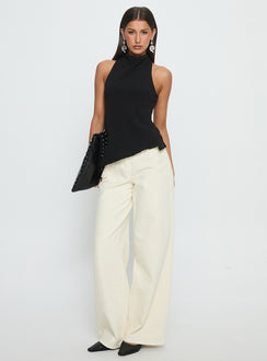 Days Get Dark Asymmetrical Top Black