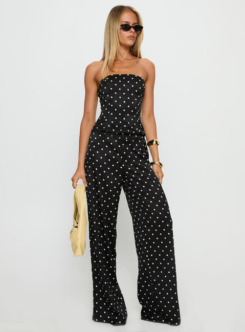 Powdered Sugar Strapless Set Black Polka