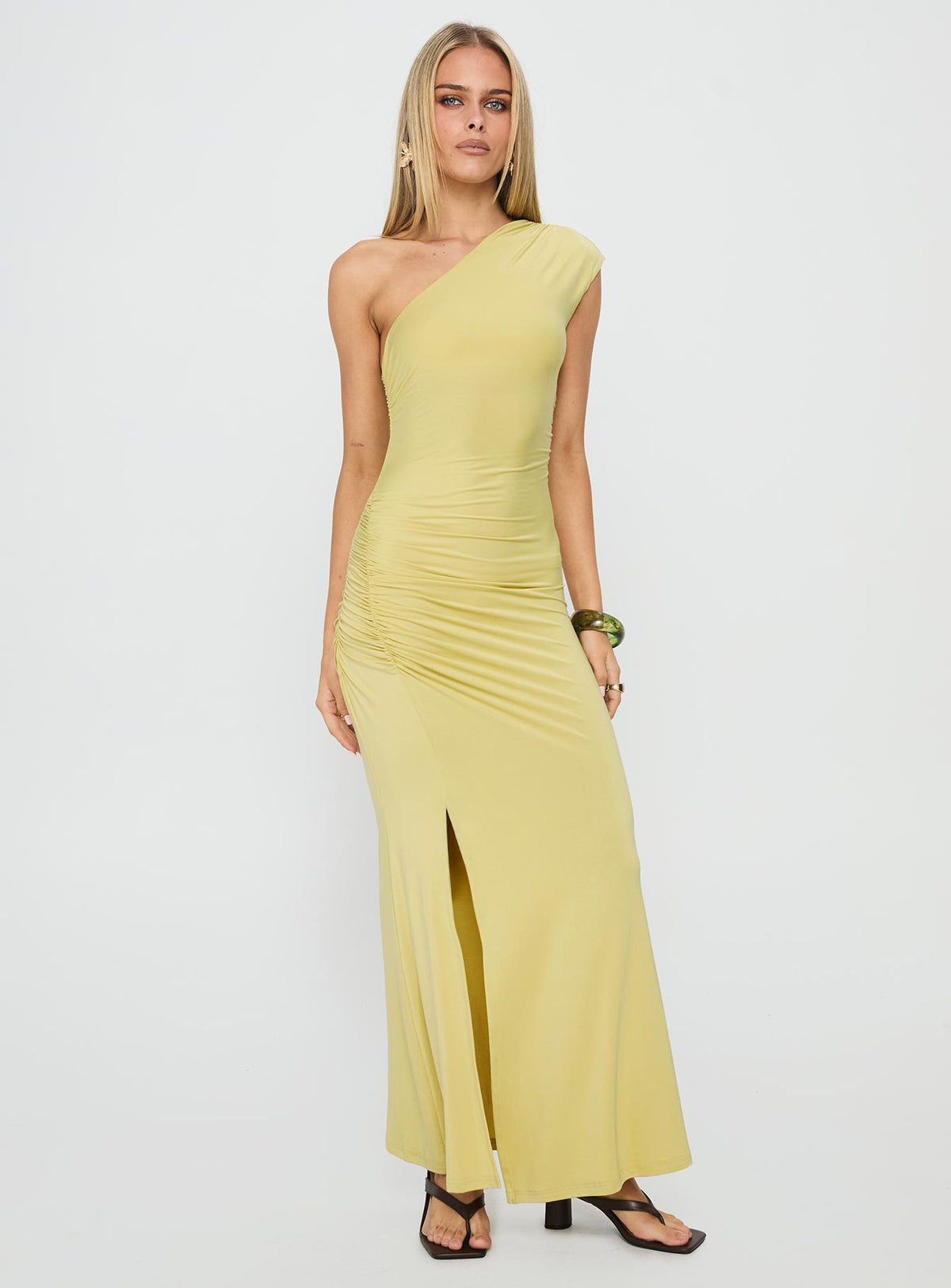 Yvonna Ruched Maxi Dress Citrus