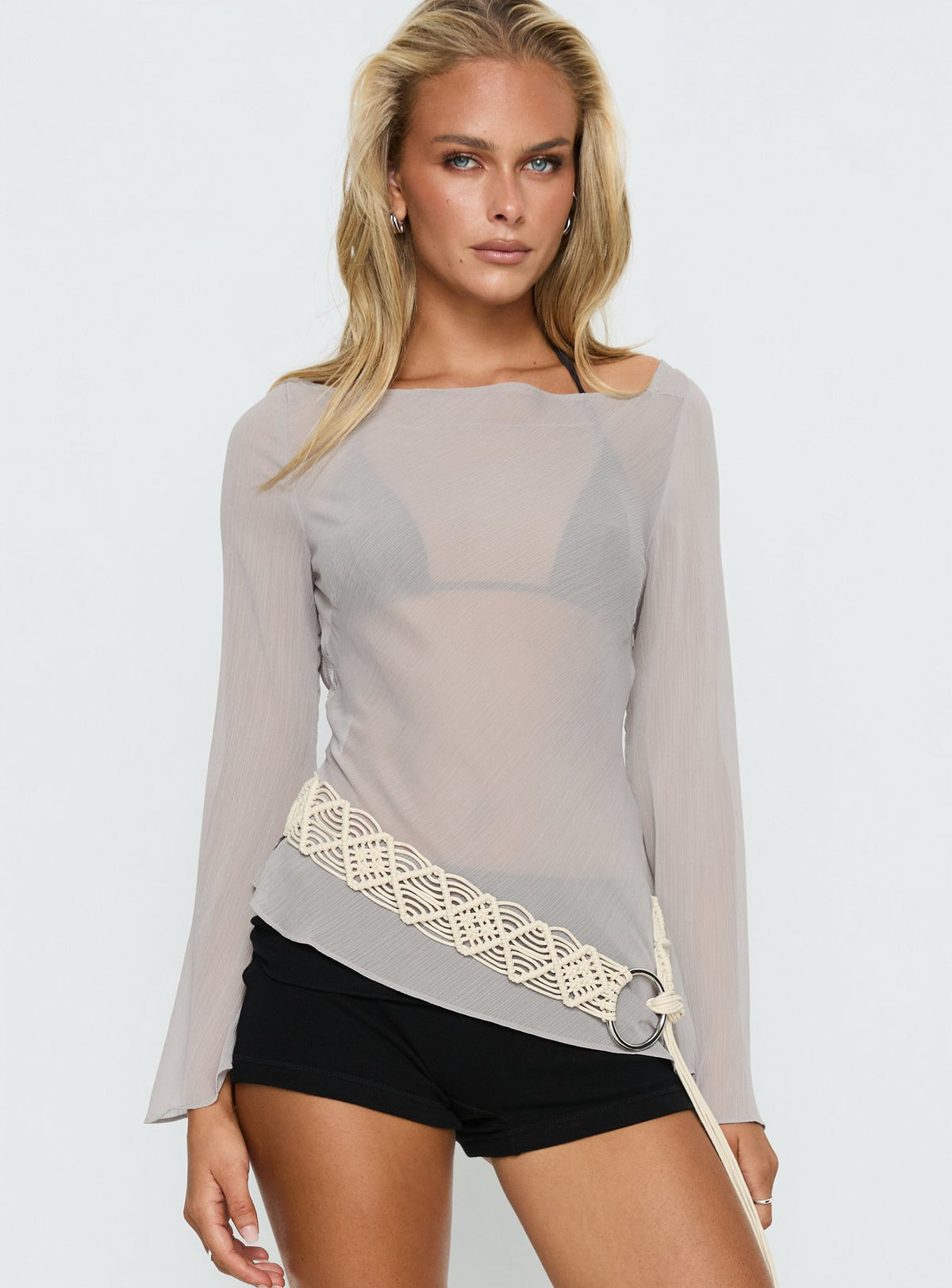 Esmaria Long Sleeve Flared Top Slate