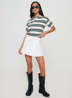  front view of model wearing Princess Polly Cartwright Mini Skirt White Mini Skirts Skirts 