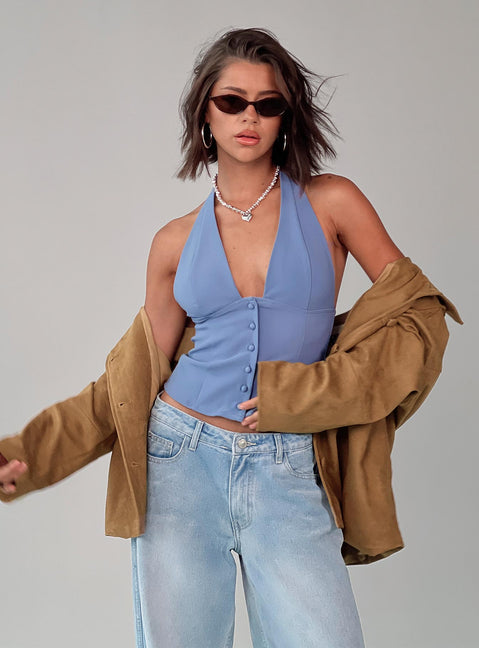 Serefina Halter Top Blue Slate